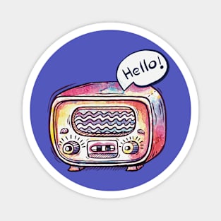 Hello Watercolor Radio Magnet